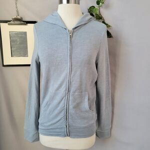 Monrow‎ Supersoft Zip Up Hoody Hoodie Sweatshirt Blue S